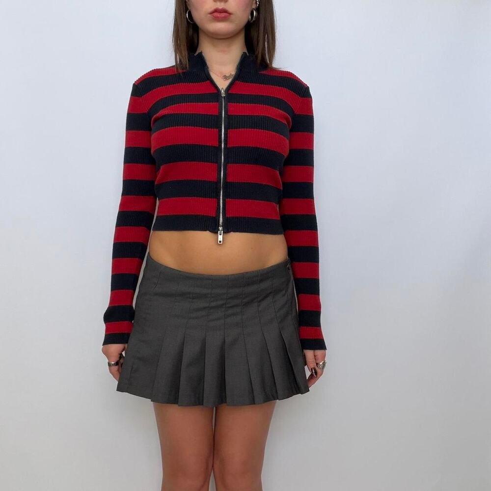 Brandy Melville Red & Blue Thick Striped Cardigan